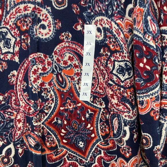 New Croft & Barrow Sweater Size 3X Multi Color Paisley Boho Soft Comfy - Picture 3 of 10